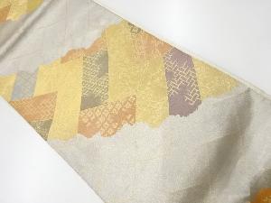 アンティーク　霞に花鳥・古典柄模様織出し袋帯（材料）